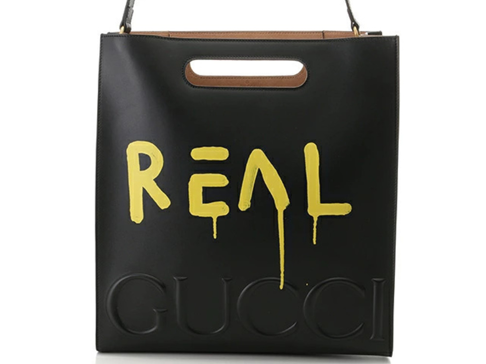 Gucci Bag Shoulder Ghost Calfskin Black Yellow